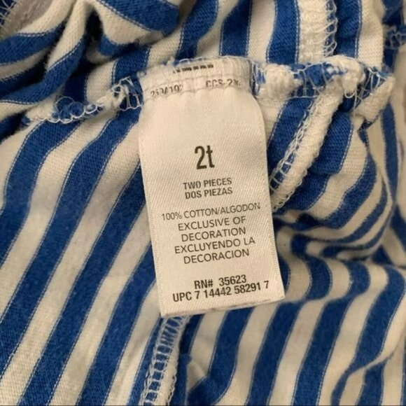 Carter’s little girls blue and white striped tank top with lime green flower -2T - Picture 5 of 6